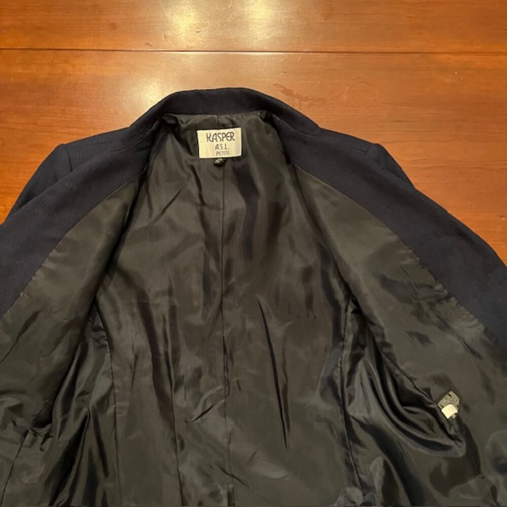 Women’s Navy blazer Suit Jacket Gold Button office work business casual 12P - Picture 8 of 11